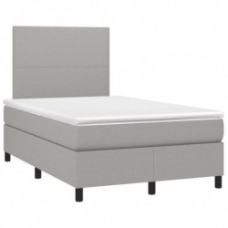 Boxspringbett mit Matratze & LED Hellgrau 120x190 cm Stoff