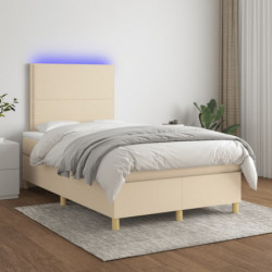 Boxspringbett mit Matratze & LED Creme 120x190 cm Stoff