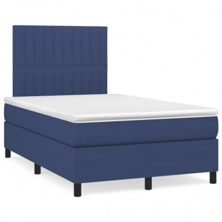 Boxspringbett mit Matratze & LED Blau 120x190 cm Stoff