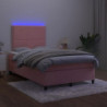 Boxspringbett mit Matratze & LED Rosa 120x190 cm Samt