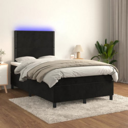 Boxspringbett mit Matratze & LED Schwarz 120x190 cm Samt