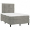 Boxspringbett mit Matratze & LED Hellgrau 120x190 cm Samt