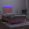 Boxspringbett mit Matratze & LED Rosa 120x190 cm Samt