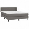 Boxspringbett mit Matratze Grau 140x190 cm Kunstleder