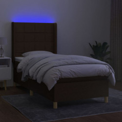 Boxspringbett mit Matratze & LED Dunkelbraun 100x200 cm Stoff