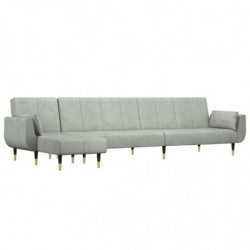 Schlafsofa in L-Form Hellgrau 275x140x70 cm Samt