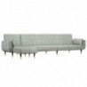 Schlafsofa in L-Form Hellgrau 275x140x70 cm Samt