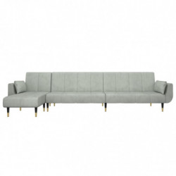 Schlafsofa in L-Form Hellgrau 275x140x70 cm Samt