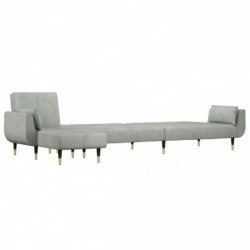 Schlafsofa in L-Form Hellgrau 275x140x70 cm Samt