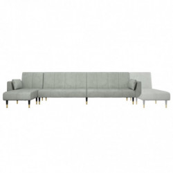 Schlafsofa in L-Form Hellgrau 275x140x70 cm Samt