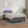 Boxspringbett mit Matratze & LED Grau 120x190 cm Kunstleder