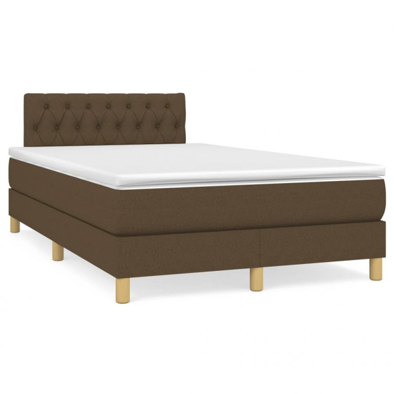 Boxspringbett mit Matratze & LED Dunkelbraun 120x190 cm Stoff