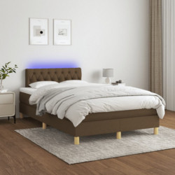 Boxspringbett mit Matratze & LED Dunkelbraun 120x190 cm Stoff