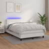 Boxspringbett mit Matratze & LED Weiß 120x190 cm Kunstleder