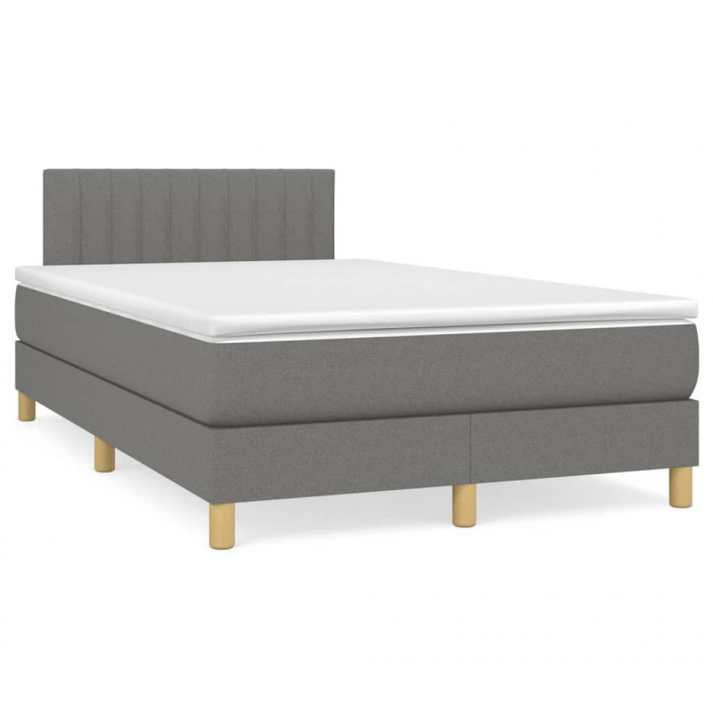 Boxspringbett mit Matratze & LED Dunkelgrau 120x190 cm Stoff