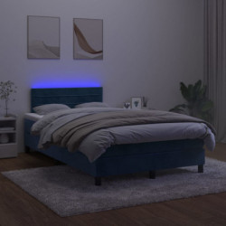 Boxspringbett mit Matratze & LED Dunkelblau 120x200 cm Samt