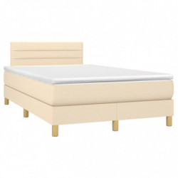 Boxspringbett mit Matratze & LED Creme 120x190 cm Stoff