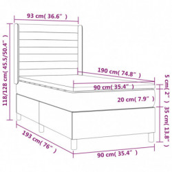 Boxspringbett mit Matratze & LED Dunkelbraun 90x190 cm Stoff