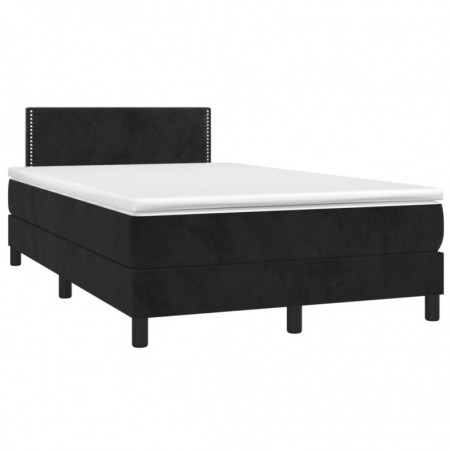 Boxspringbett mit Matratze & LED Schwarz 120x190 cm Samt