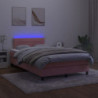 Boxspringbett mit Matratze & LED Rosa 120x190 cm Samt