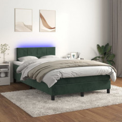 Boxspringbett mit Matratze & LED Dunkelgrün 120x190 cm Samt