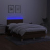Boxspringbett mit Matratze & LED Dunkelbraun 120x190 cm Stoff