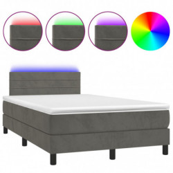 Boxspringbett mit Matratze & LED Dunkelgrau 120x200 cm Samt