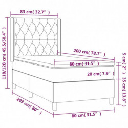 Boxspringbett mit Matratze & LED Taupe 80x200 cm Stoff