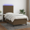 Boxspringbett mit Matratze & LED Dunkelbraun 90x190 cm Stoff