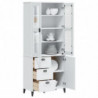 Highboard VIKEN Weiß 80x40x190 cm Massivholz Kiefer