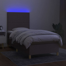 Boxspringbett mit Matratze & LED Taupe 90x190 cm Stoff