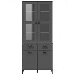 Highboard VIKEN Anthrazit 80x40x190 cm Massivholz Kiefer