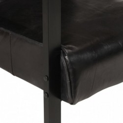 Sessel 60x80x87 cm Schwarz Echtes Ziegenleder