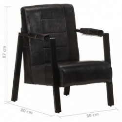 Sessel 60x80x87 cm Schwarz Echtes Ziegenleder