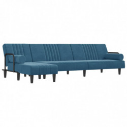 Schlafsofa in L-Form Blau 260x140x70 cm Samt