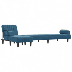 Schlafsofa in L-Form Blau 260x140x70 cm Samt