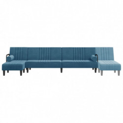 Schlafsofa in L-Form Blau 260x140x70 cm Samt