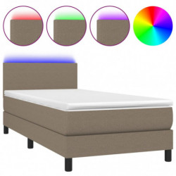 Boxspringbett mit Matratze & LED Taupe 90x190 cm Stoff