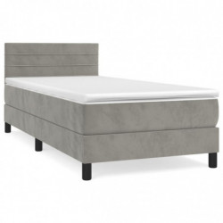 Boxspringbett mit Matratze Hellgrau 80x200 cm Samt