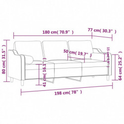 3-Sitzer-Sofa mit Zierkissen Braun 180 cm Stoff