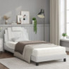 Bett mit Matratze Weiß 90x200 cm Kunstleder