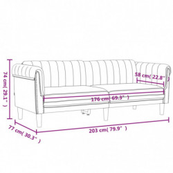 Sofa 3-Sitzer Braun Samt