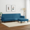 Schlafsofa 2-Sitzer mit Fußhocker Blau Samt