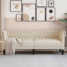 Chesterfield-Sofa 3-Sitzer Creme Stoff