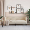 Chesterfield-Sofa 3-Sitzer Creme Stoff