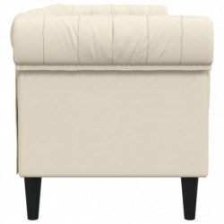 Chesterfield-Sofa 3-Sitzer Creme Stoff