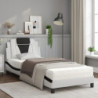 Bett mit Matratze Weiß und Schwarz 80x200 cm Kunstleder
