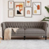 Chesterfield-Sofa 3-Sitzer Taupe Stoff