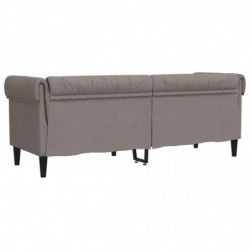 Chesterfield-Sofa 3-Sitzer Taupe Stoff