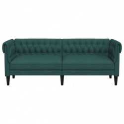 Chesterfield-Sofa 3-Sitzer Dunkelgrün Stoff